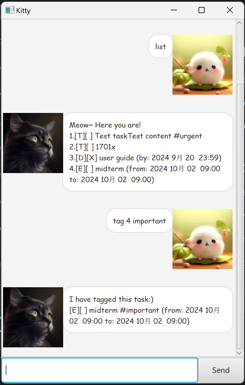 Screenshot of Kitty Gui interactions